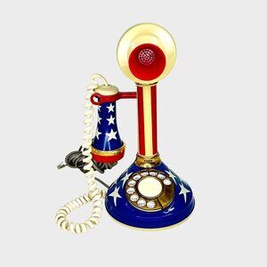 Vintage Deco-Tel Candlestick Telephone Patriotic Stars & Stripes 1973‎